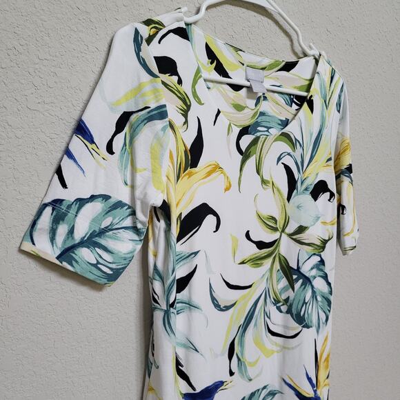 Chicos T Shirt Womens Small / Chicos 0 Floral Casual Tropical Summer Resort - Picture 7 of 10